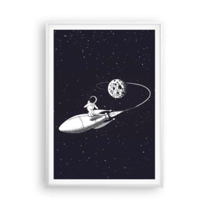 Poster in einem weißen Rahmen - Weltraumsurfer - 70x100 cm