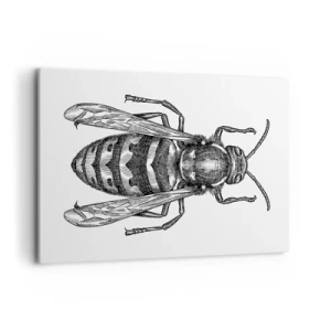 Bild auf Leinwand - Leinwandbild - Ein Cartoon-Wespenmotiv auf weißem Hintergrund im minimalistischen Stil. - 120x80cm - Von einem Insektenplaneten - Moderne Wanddekoration für Wohnzimmer und Schlafzimmer ARTTOR