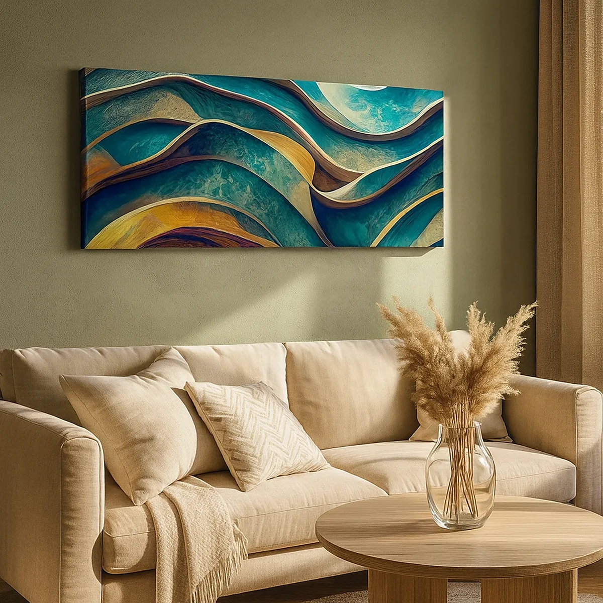 Bild auf Leinwand - Leinwandbild - Blaue Mäander - 30x30 cm