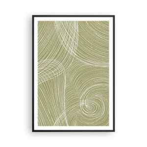 Poster in einem schwarzem Rahmen - Komplizierte Abstraktion in Weiß - 70x100 cm