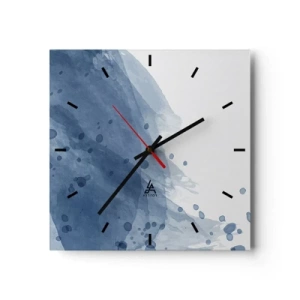 Wanduhr - Glasuhr - Abstrakte Flecken und Streifen in Blautönen - 30x30cm - Blauer Tüll - Moderne Wanddekoration für Wohnzimmer und Schlafzimmer ARTTOR