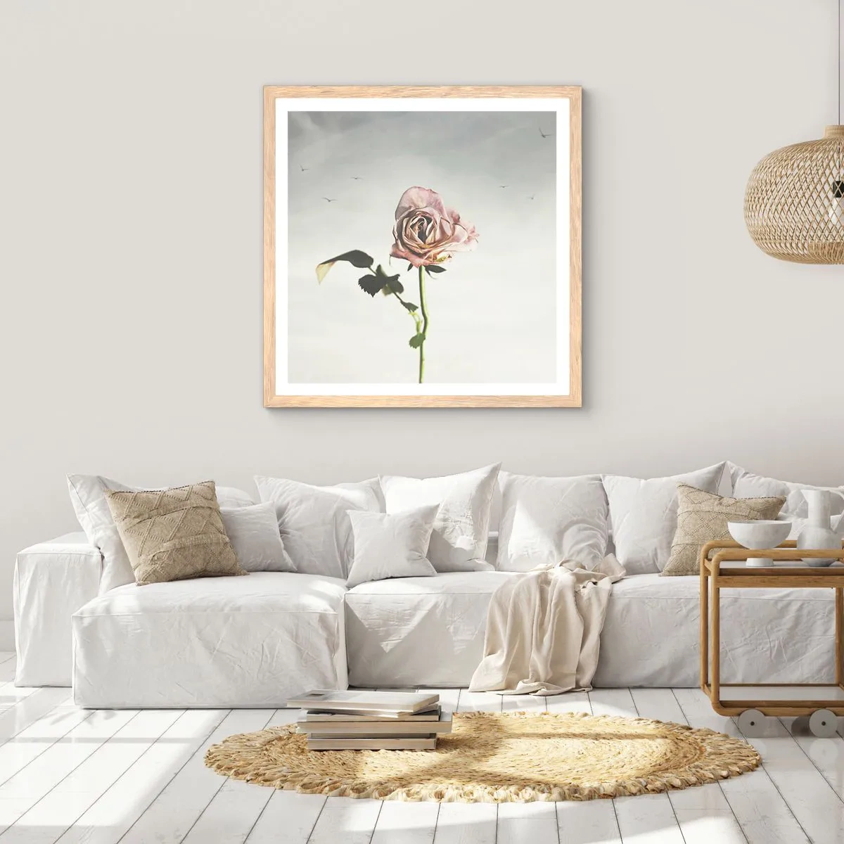 Poster in einem Rahmen aus heller Eiche - Begrüßung des Frühlings - 30x30 cm