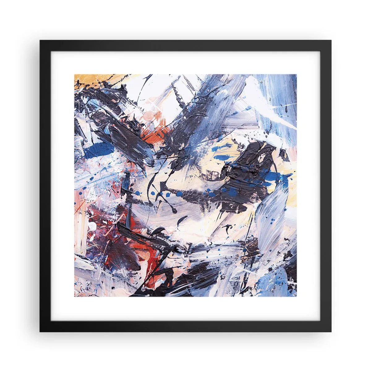 Poster in einem schwarzem Rahmen - Verrückter Tanz der Abstraktion - 40x40 cm