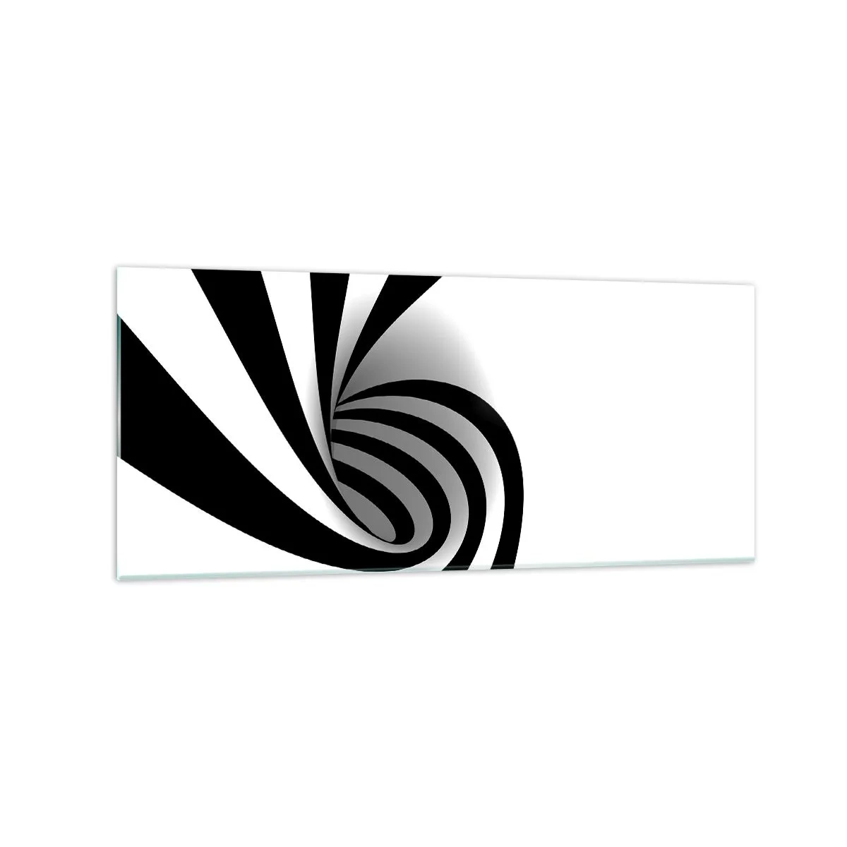 Glasbild - Bild auf glas - Abstrakter optischer Wirbel in Schwarzweiß - 120x50cm - Und doch dreht es sich - Moderne Wanddekoration für Wohnzimmer und Schlafzimmer ARTTOR