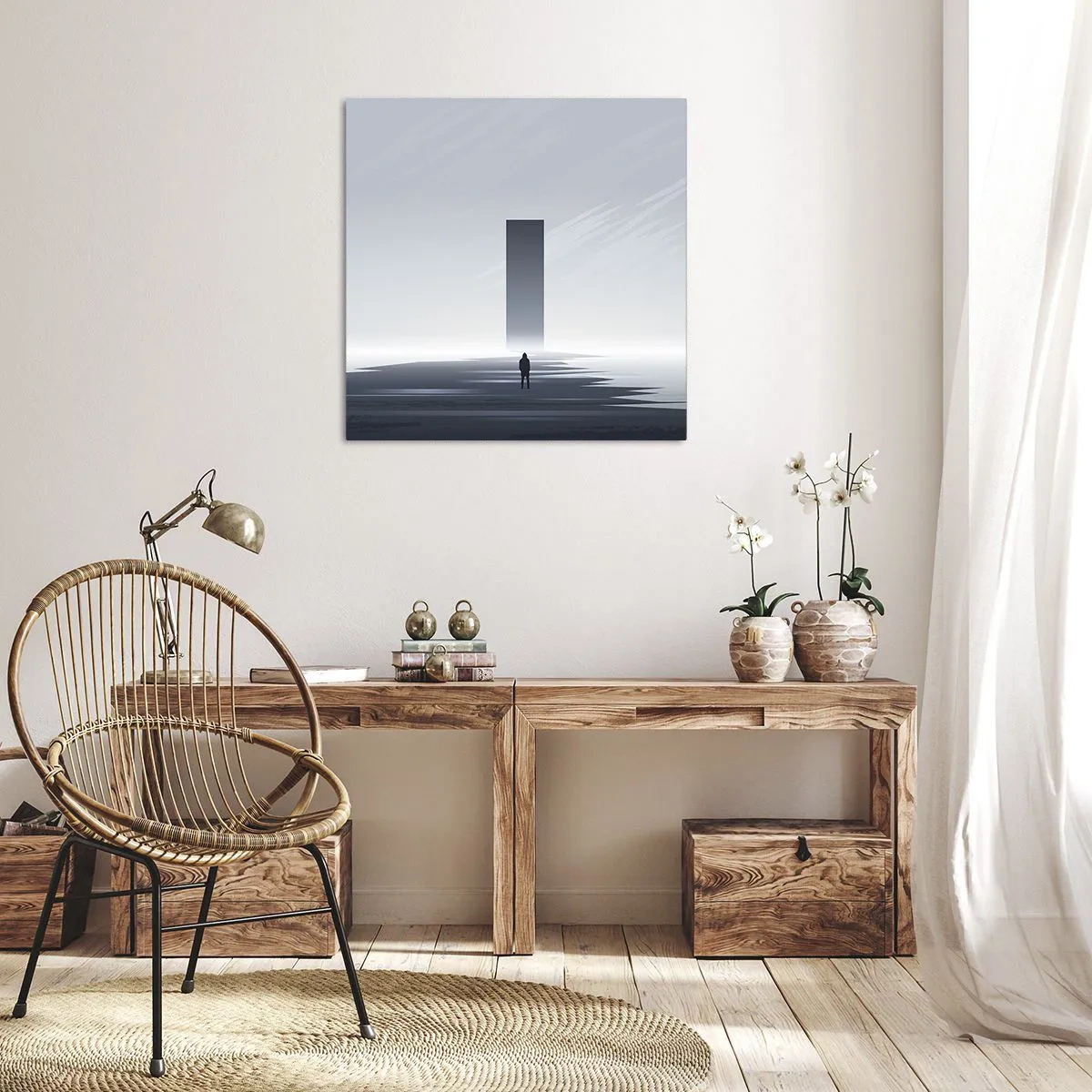 Bild auf Leinwand - Leinwandbild - Chance oder Bedrohung? - 70x70 cm