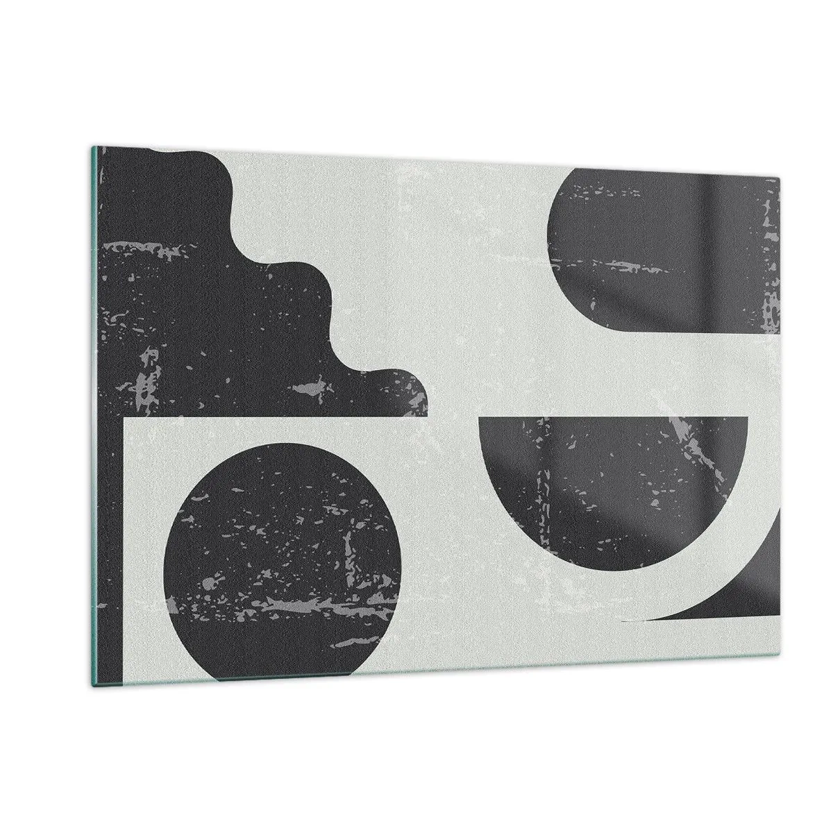 Glasbild - Bild auf glas - Abstrakte geometrische Grafiken mit Abschürfungen - 120x80cm - Komposition oben und unten - Moderne Wanddekoration für Wohnzimmer und Schlafzimmer ARTTOR