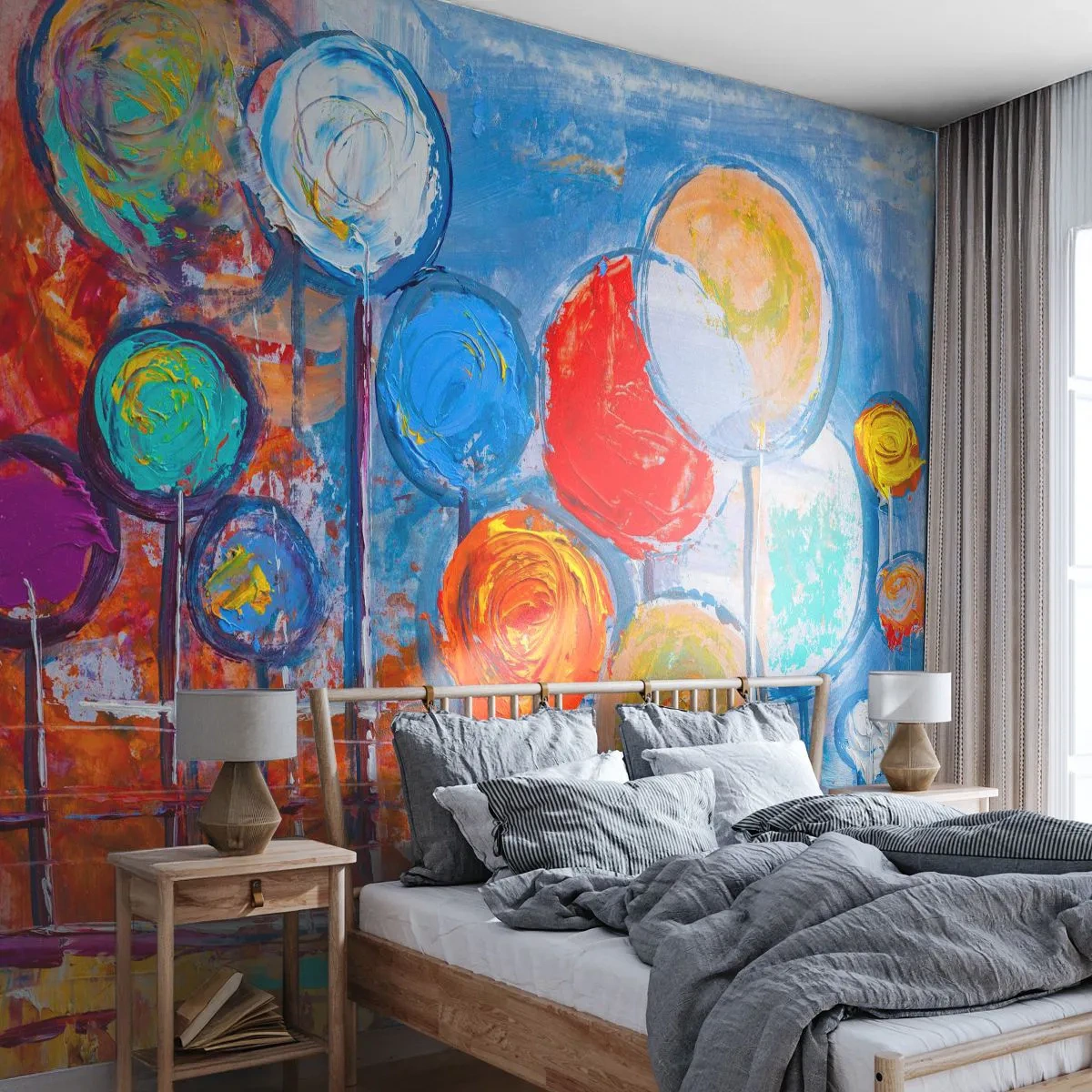 Fototapete Standard Eco - Wunder am Stiel - Bunte Luftballons, Abstraktion, Für Kinder - 200x140 cm