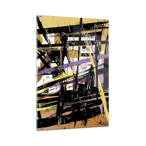 Glasbild - Bild auf glas - Abstrakte geometrische Komposition in scharfen Linien - 50x70cm - Ein scharfer Schnitt - Moderne Wanddekoration für Wohnzimmer und Schlafzimmer ARTTOR