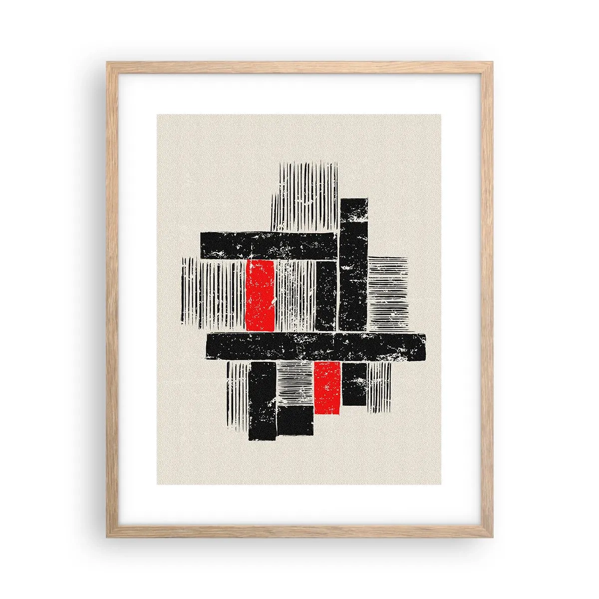 Poster in einem Rahmen aus heller Eiche - Rot und Schwarz - 40x50 cm