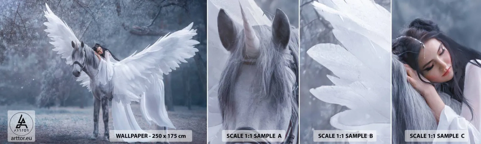 Fototapetenmuster Standard Eco - Ein inspirierter Moment - Abstraktion, Pferd, Frau - 100x30 cm