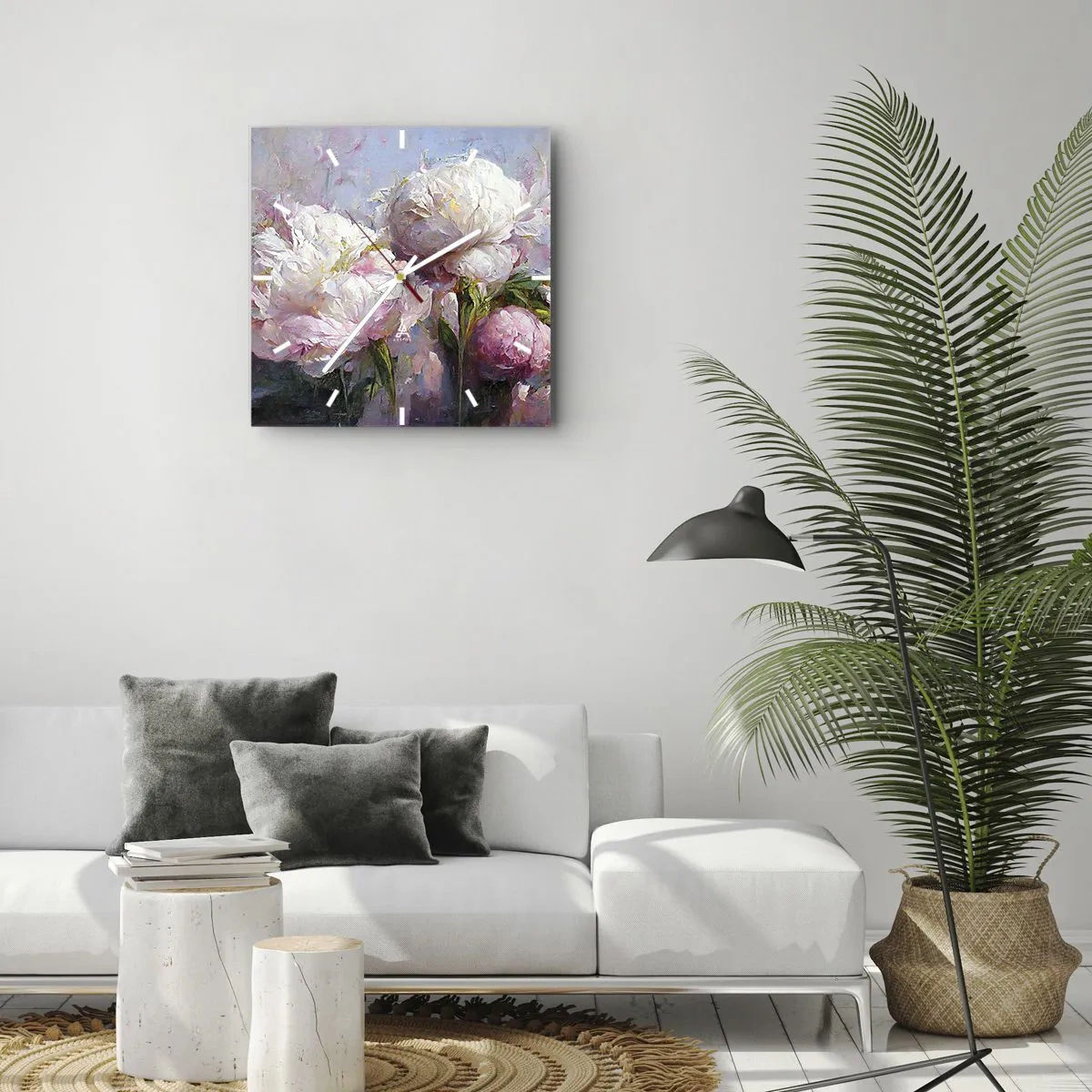 Wanduhr - Glasuhr - Strauß voller Leben - 30x30 cm