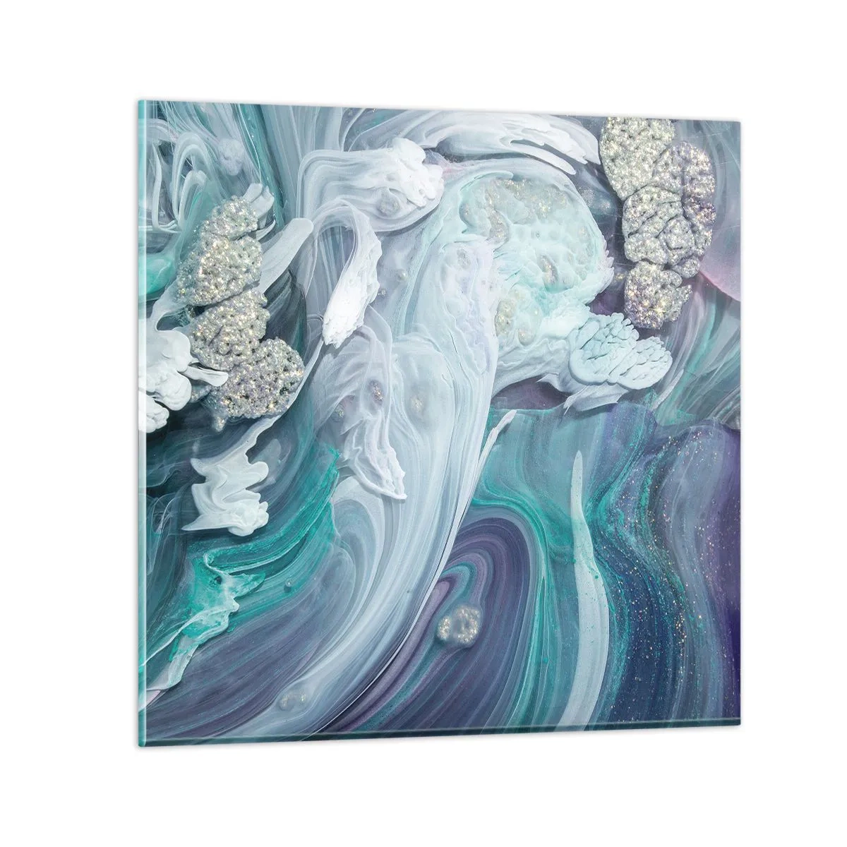 Glasbild - Bild auf glas - Strömungen von Himmelblau - 60x60 cm