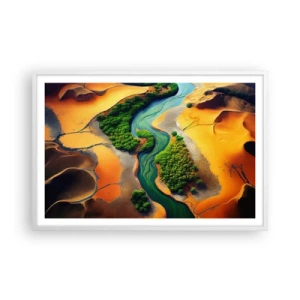Poster in einem weißen Rahmen - Lebensspendender Fluss - 91x61 cm