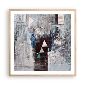 Poster in einem Rahmen aus heller Eiche - Überschreibende Reihenfolge der Dreiecke - 60x60 cm