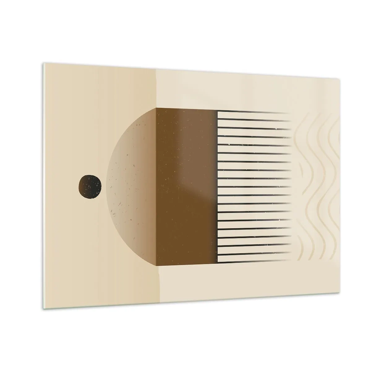 Glasbild - Bild auf glas - Beige und braune Abstraktion mit geometrischen Formen und Linien - 100x70cm - Verschiedene Staaten - Moderne Wanddekoration für Wohnzimmer und Schlafzimmer ARTTOR