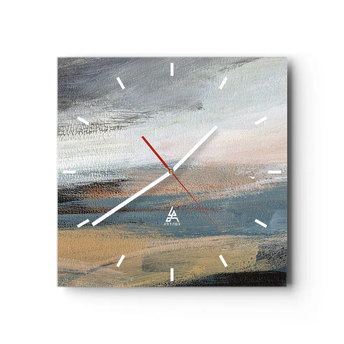 Wanduhr - Glasuhr - Abstraktion: nördliche Landschaft - 40x40 cm