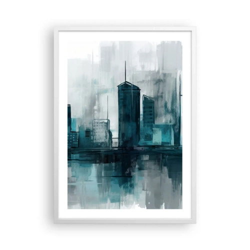 Poster in einem weißen Rahmen - Eine Stadt in der Farbe des Regens - 50x70 cm