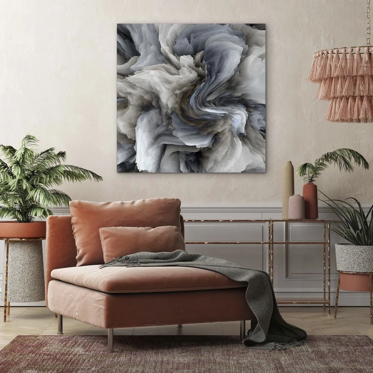 Bild auf Leinwand - Leinwandbild - Stein und Blume - 30x30 cm