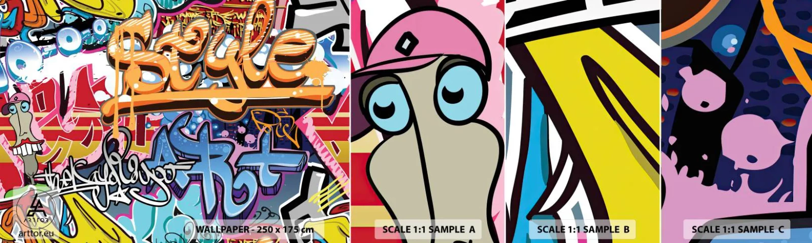 Fototapeten Muster Selbstklebend Deluxe Sticker - Wandbilder, Wandbilder, Wandbilder ... - Graffiti, Stück, Modernes Muster - 100x30 cm