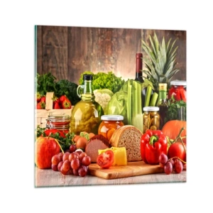 Glasbild - Bild auf glas - Geräuchert, gebacken und eingelegt - 60x60 cm