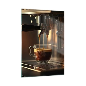 Glasbild - Bild auf glas - Espressokaffee im Glas mit Schaum - 50x70cm - Sinnliche Mischung - Moderne Wanddekoration für Wohnzimmer und Schlafzimmer ARTTOR