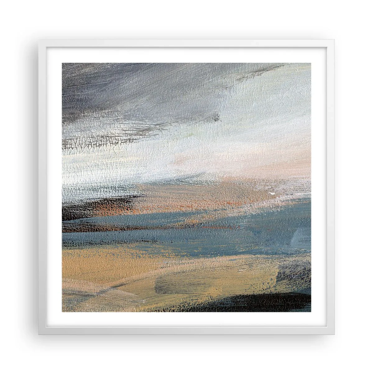 Poster in einem weißen Rahmen - Abstraktion: nördliche Landschaft - 60x60 cm