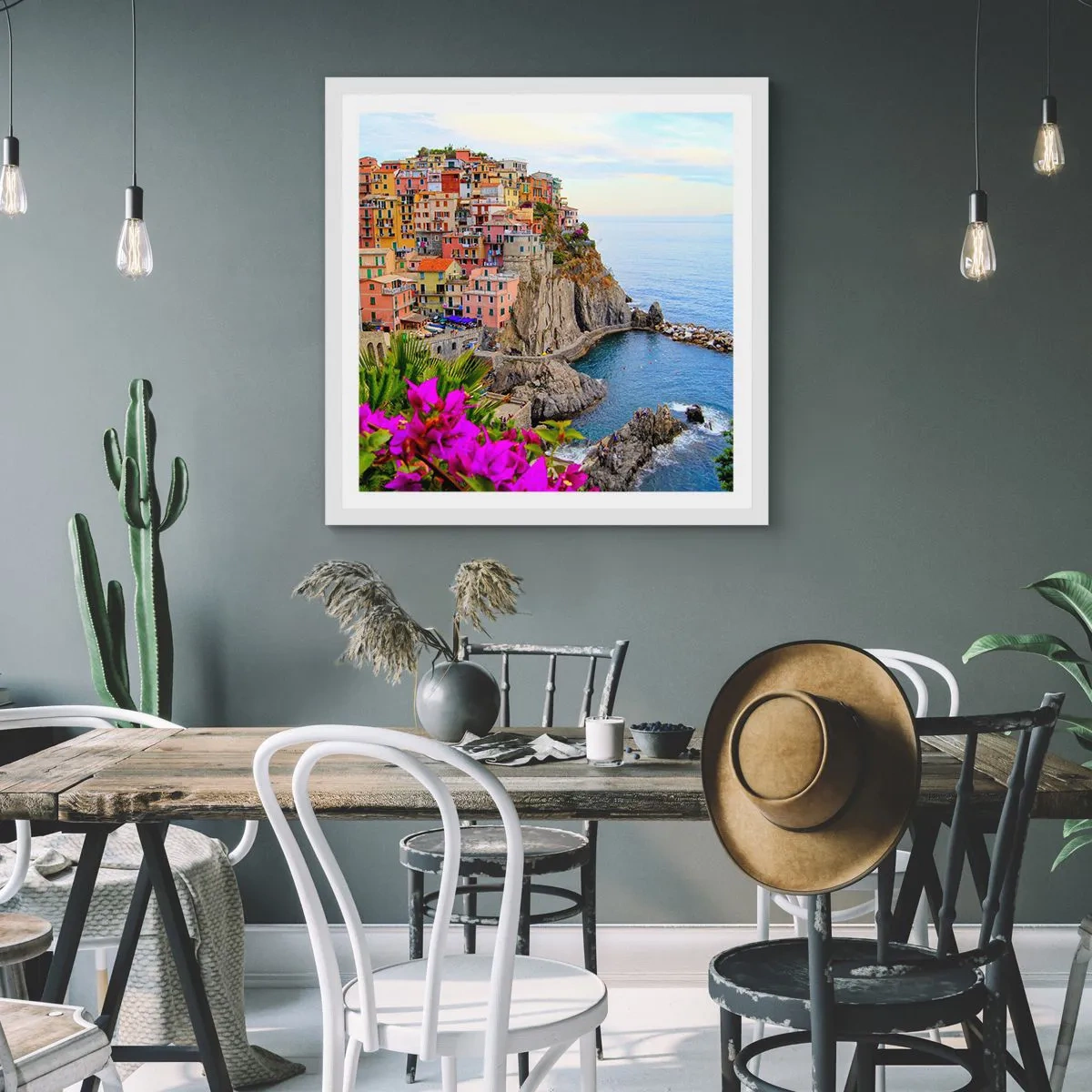 Poster in einem weißen Rahmen - Lachende Stadt - 30x30 cm