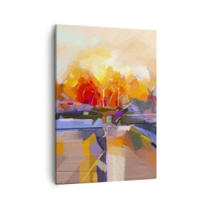 Bild auf Leinwand - Leinwandbild - Eine abstrakte Landschaft mit intensiven Herbstfarben. - 50x70cm - Der Herbst ist geworden - Moderne Wanddekoration für Wohnzimmer und Schlafzimmer ARTTOR