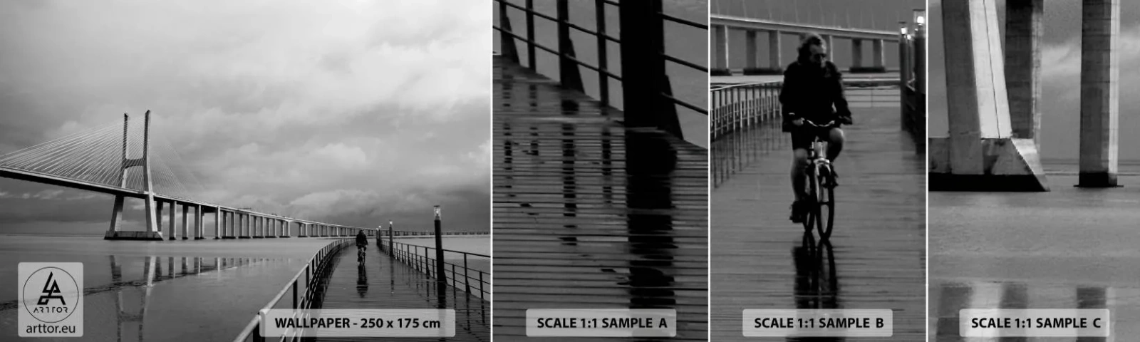 Fototapetenmuster Standard Eco - Jedem das Verdiente - Brücke, Die Architektur, Landschaft - 100x30 cm