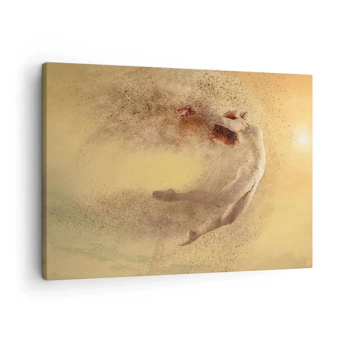 Bild auf Leinwand - Leinwandbild - Eine Figur in dynamischer Bewegung mit zerfallendem Effekt - 70x50cm - In tanzender Ekstase - Moderne Wanddekoration für Wohnzimmer und Schlafzimmer ARTTOR