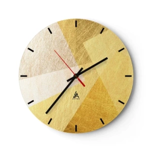 Wanduhr - Glasuhr - Goldene geometrische Formen in einer modernen Komposition - 30x30cm - Geometriewetter - Moderne Wanddekoration für Wohnzimmer, Küche und Schlafzimmer ARTTOR