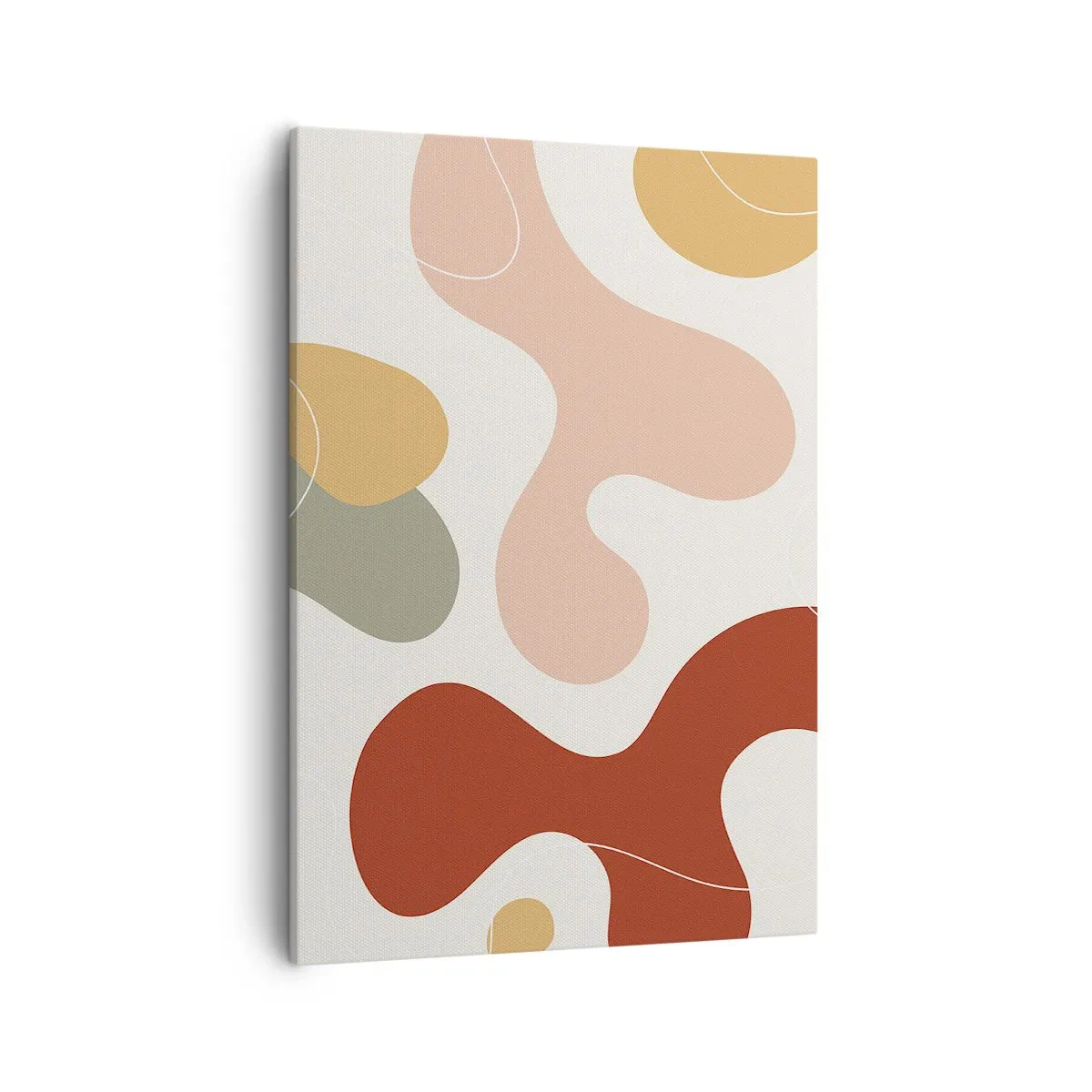 Bild auf Leinwand - Leinwandbild - Eine abstrakte Komposition in Pastelltönen mit dynamischen Formen. - 50x70cm - Kringel oder Schnörkel? - Moderne Wanddekoration für Wohnzimmer und Schlafzimmer ARTTOR