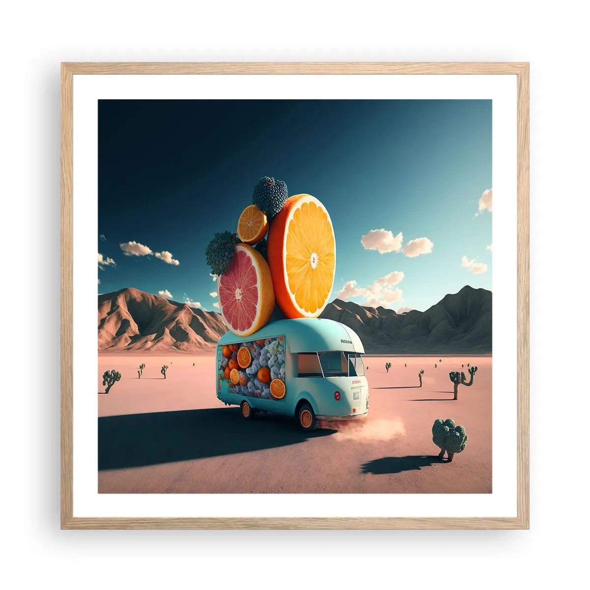 Poster in einem Rahmen aus heller Eiche - Geschmack von Urlaub - 60x60 cm
