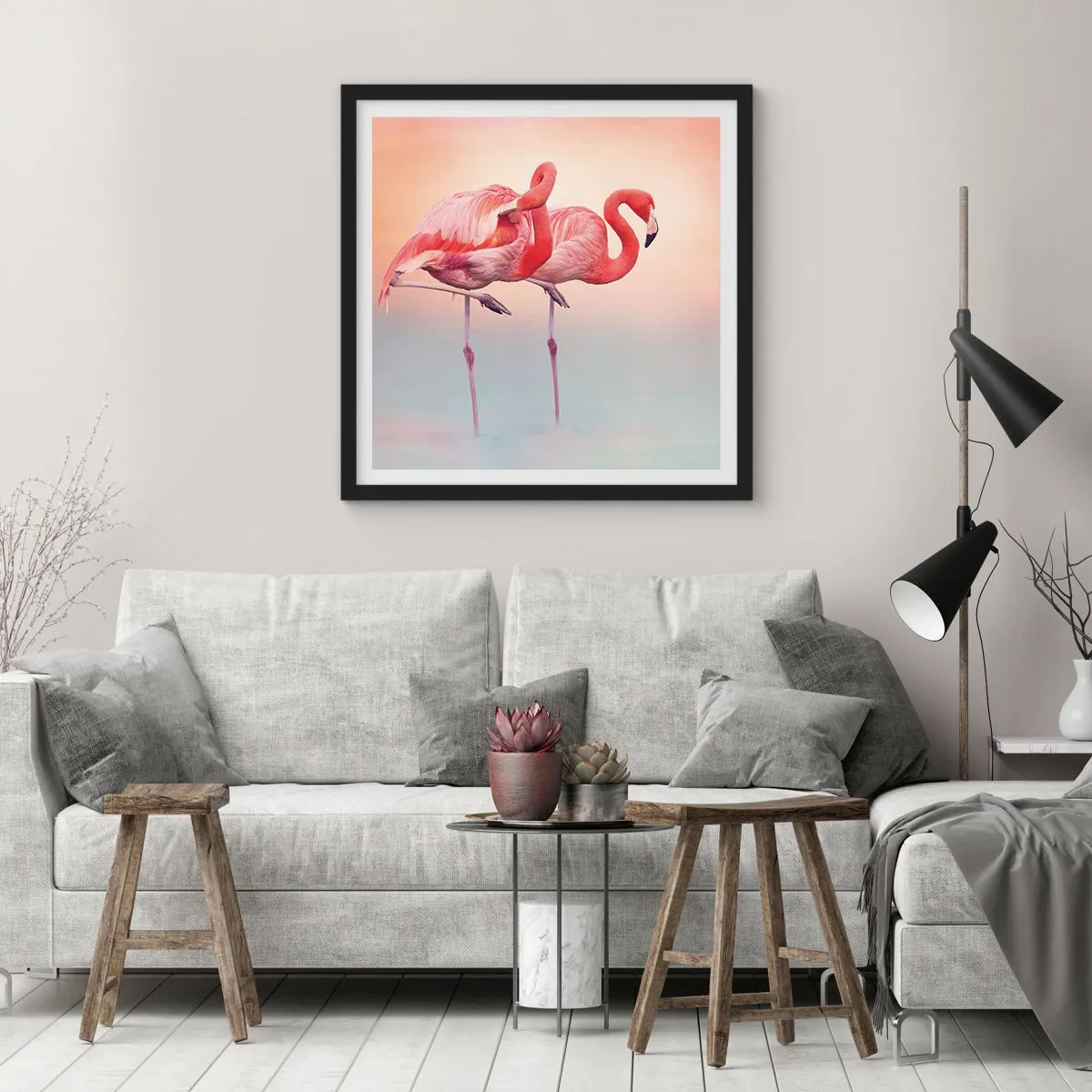 Poster in einem schwarzem Rahmen - Die Farbe der untergehenden Sonne - 30x30 cm