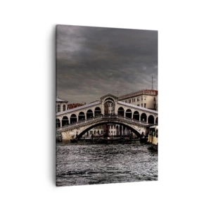 Bild auf Leinwand - Leinwandbild - Rialtobrücke in Venedig über den Canal Grande, klassische Architektur. - 50x70cm - Das Versprechen eines venezianischen Abends - Moderne Wanddekoration für Wohnzimmer und Schlafzimmer ARTTOR