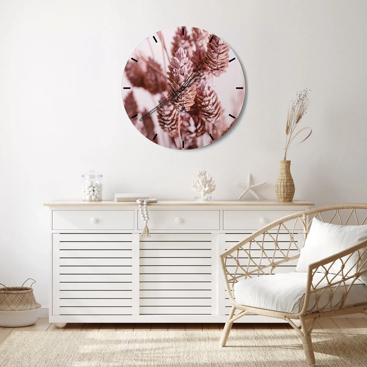 Wanduhr - Glasuhr - Eine Nahaufnahme von pastellrosa Stacheln - 30x30cm - Scheinbar unauffällig - Moderne Wanddekoration für Wohnzimmer, Küche und Schlafzimmer ARTTOR