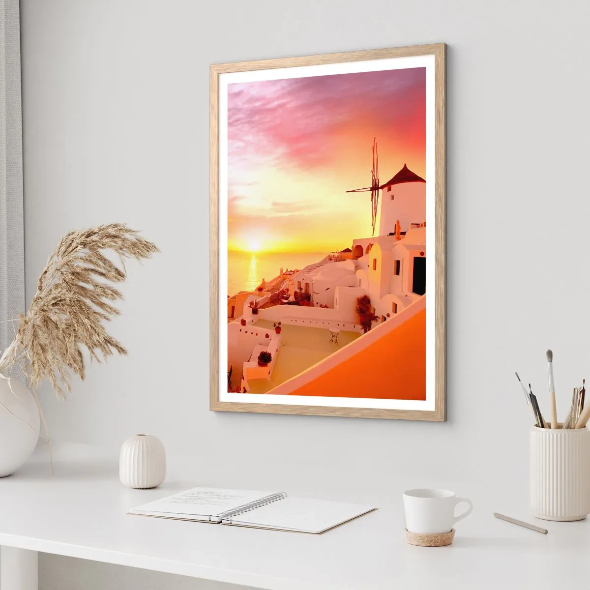 Poster in einem Rahmen aus heller Eiche - In Weiß und Gold schmelzen - 70x100 cm