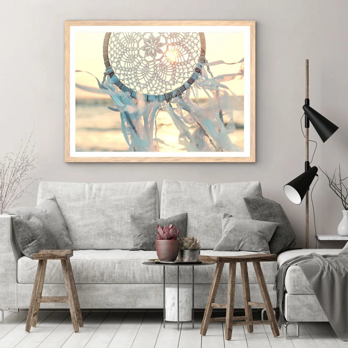 Poster in einem Rahmen aus heller Eiche - Totem aus Spitze - 50x40 cm