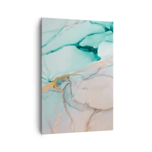 Bild auf Leinwand - Leinwandbild - Eine abstrakte Komposition in Türkis- und Goldtönen. - 70x100cm - Ein Tanz der Formen und Farben - Moderne Wanddekoration für Wohnzimmer und Schlafzimmer ARTTOR