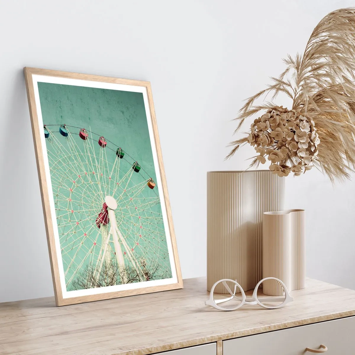 Poster in einem Rahmen aus heller Eiche - Wir laden zum Spiel ein - 70x100 cm