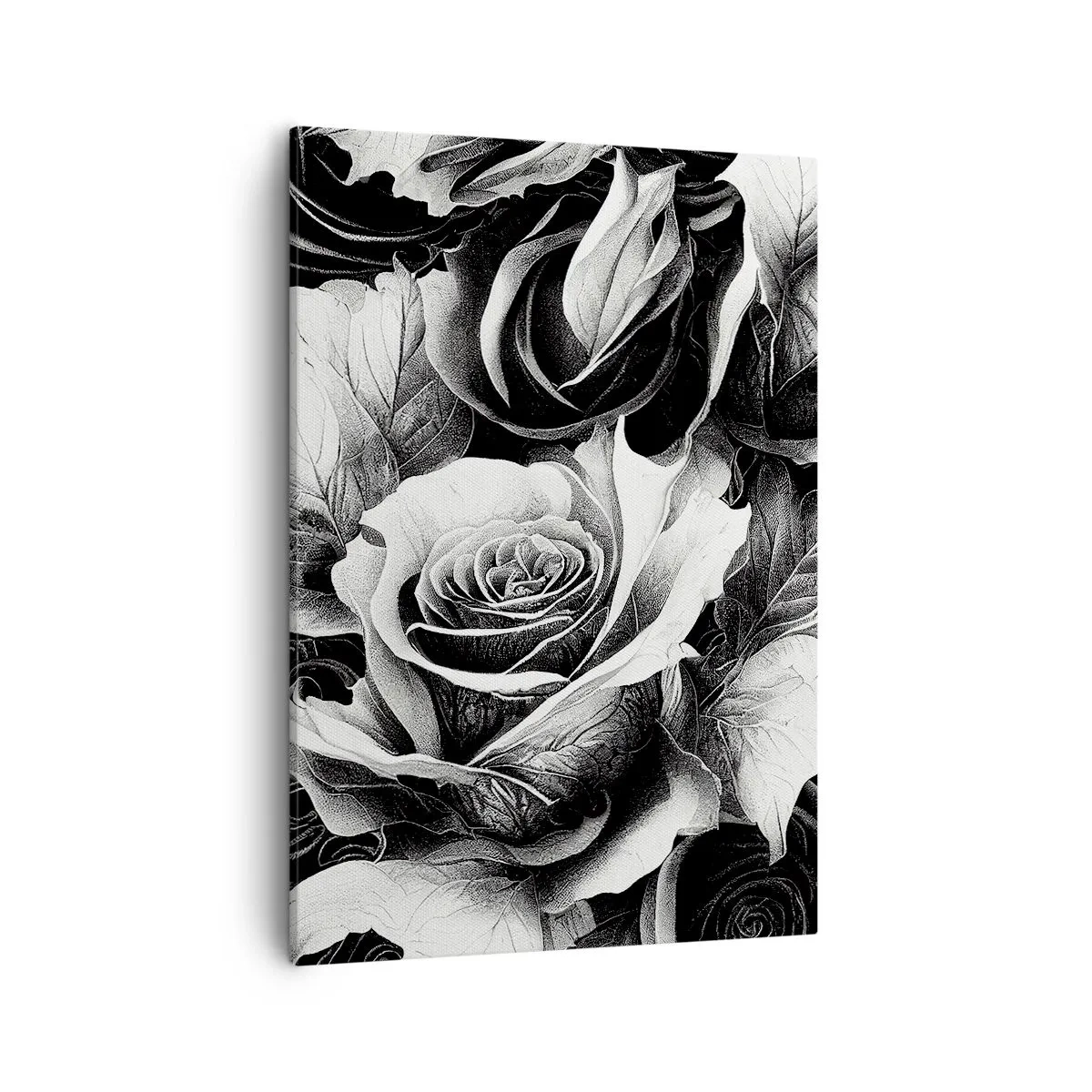 Bild auf Leinwand - Leinwandbild - Schwarze und weiße Rosen in einer eleganten Komposition - 50x70cm - Immer Königin - Moderne Wanddekoration für Wohnzimmer und Schlafzimmer ARTTOR