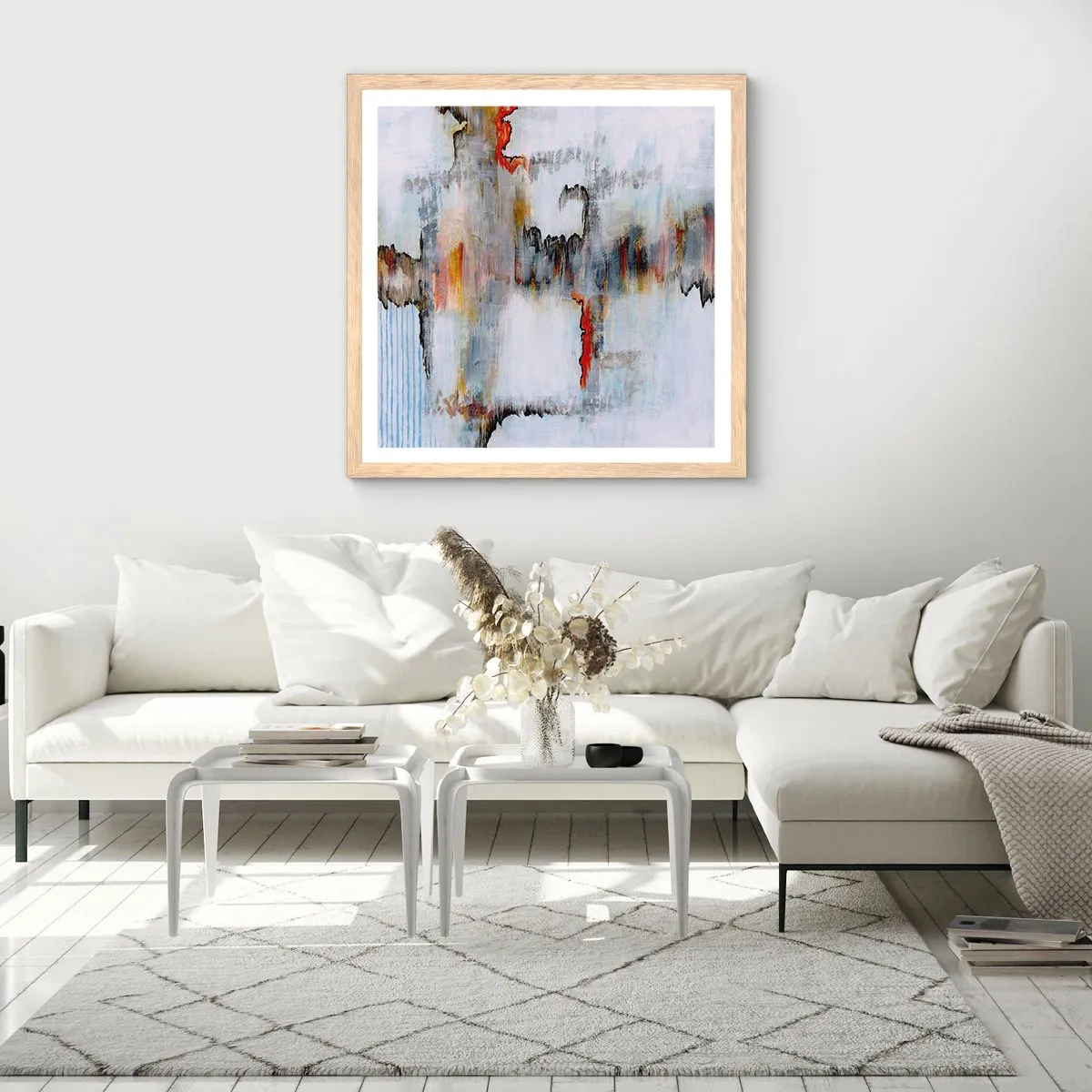 Poster in einem Rahmen aus heller Eiche - Ein Stock auf dem Wasser - 30x30 cm