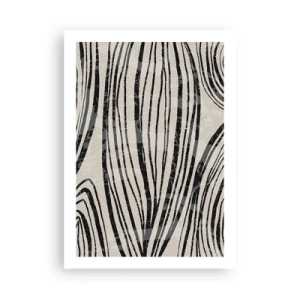 Poster - Abstrakte schwarze Linien auf beigem Hintergrund - 50x70cm - Linienpool - Moderne Wanddekoration für Wohnzimmer und Schlafzimmer ARTTOR