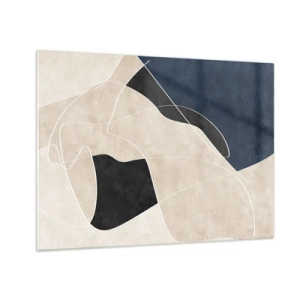 Glasbild - Bild auf glas - Moderne Abstraktion mit kontrastierenden Formen und Linien - 70x50cm - Abstrakte Komposition – Farbkontrast - Moderne Wanddekoration für Wohnzimmer und Schlafzimmer ARTTOR