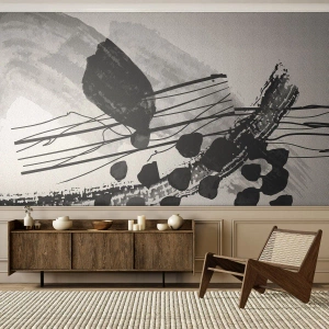 Fototapete Premium Sand - Organische Schwarz-Weiß-Abstraktion - Abstraktion, Modern, Stück - 200x140 cm