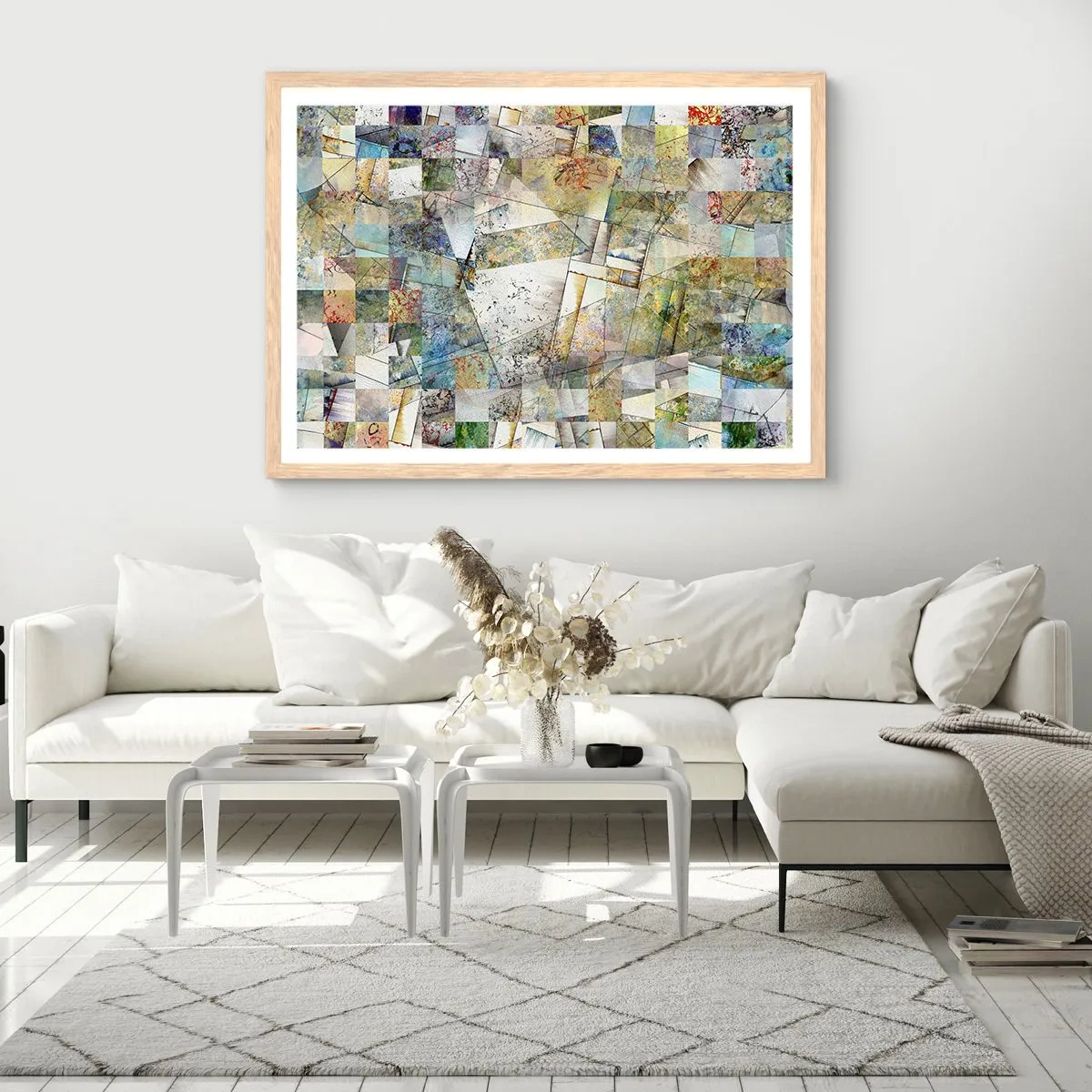 Poster in einem Rahmen aus heller Eiche - Geometrische Mischung - 91x61 cm