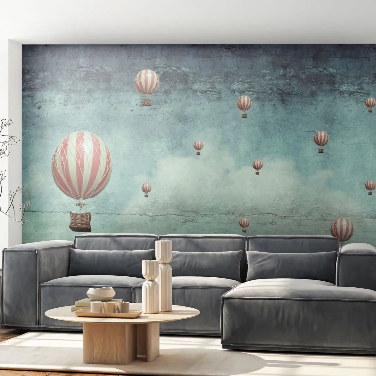 Fototapete Premium Canvas - Frei von der Hektik des Lebens - Abstraktion, Reise, Ballonfahrt - 450x315 cm