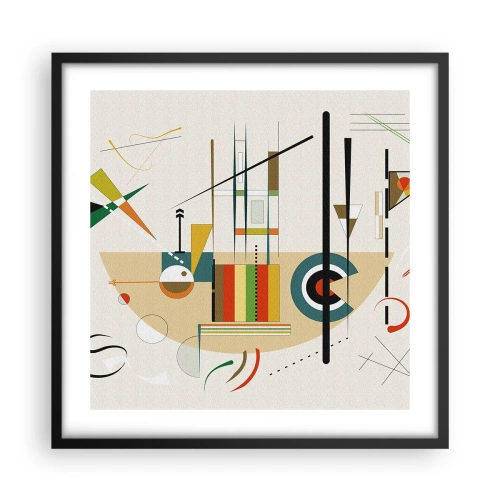 Poster in einem schwarzem Rahmen - Und die Welt lacht - 50x50 cm