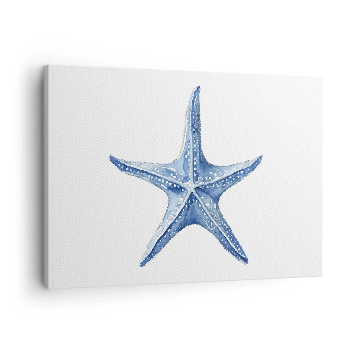 Bild auf Leinwand - Leinwandbild - Blauer Seestern auf weißem Hintergrund im minimalistischen Stil - 70x50cm - Stern des Meeres - Moderne Wanddekoration für Wohnzimmer und Schlafzimmer ARTTOR
