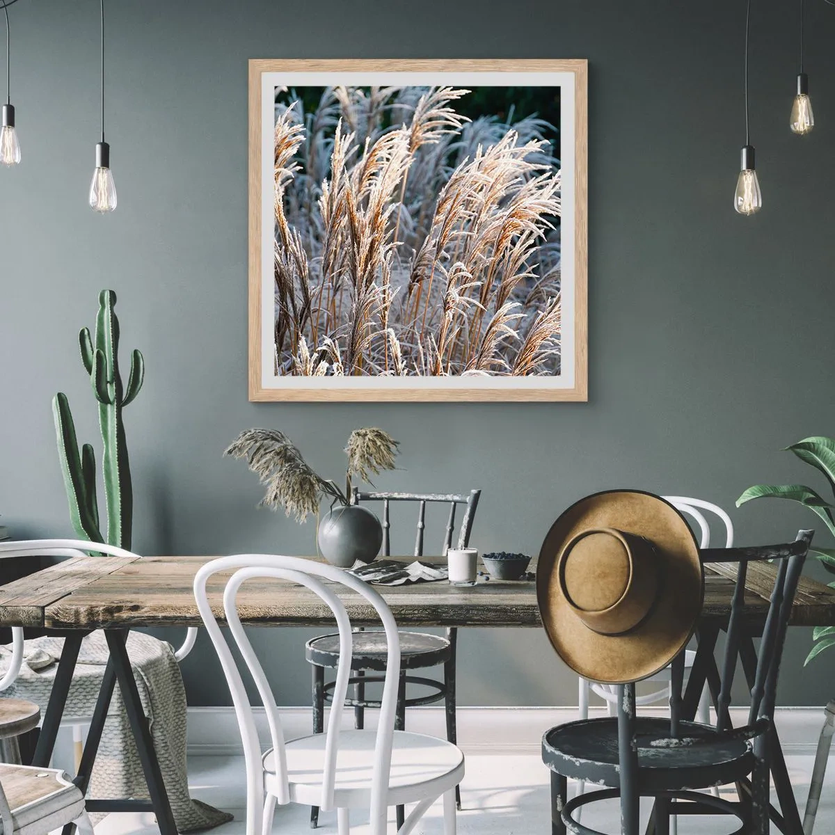 Poster in einem Rahmen aus heller Eiche - Gekleidet mit Frost - 60x60 cm